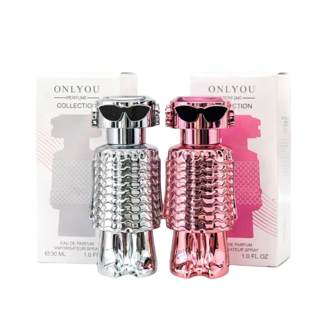 Perfume Feminino Doce Cítrico Robozinho roxo importado 30ml Miniatura colecionável