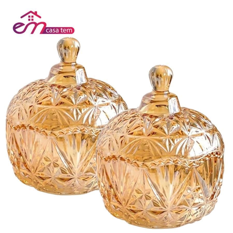 Bomboniere Vidro Gold Ambar Romenia 645ml/250ml Em Casa Tem