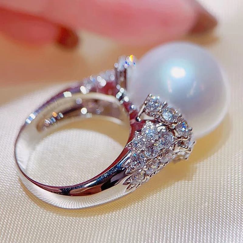 Anel de Pérola Banhado a Prata Esterlina S925, Joia Simples e Elegante, Presente para Mulheres XZ4C