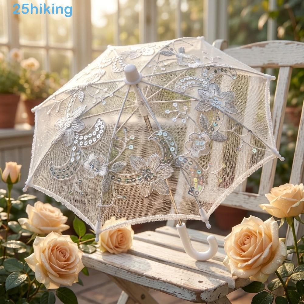 Guarda-Chuva Bordado De Renda , Mini Requintado Decorativo De Casamento , Adereços De Festa , Decorações De Lantejoulas