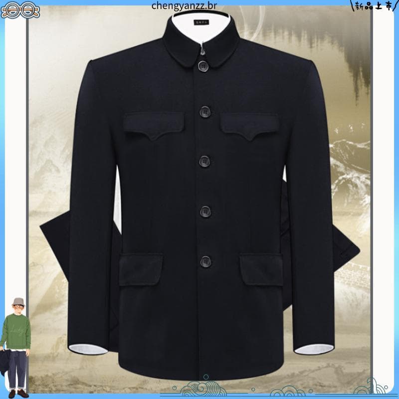 Zhongshan roupas masculinas idosas terno pai roupas primavera outono vovô meia-idade idosos homens de meia-idade Mo