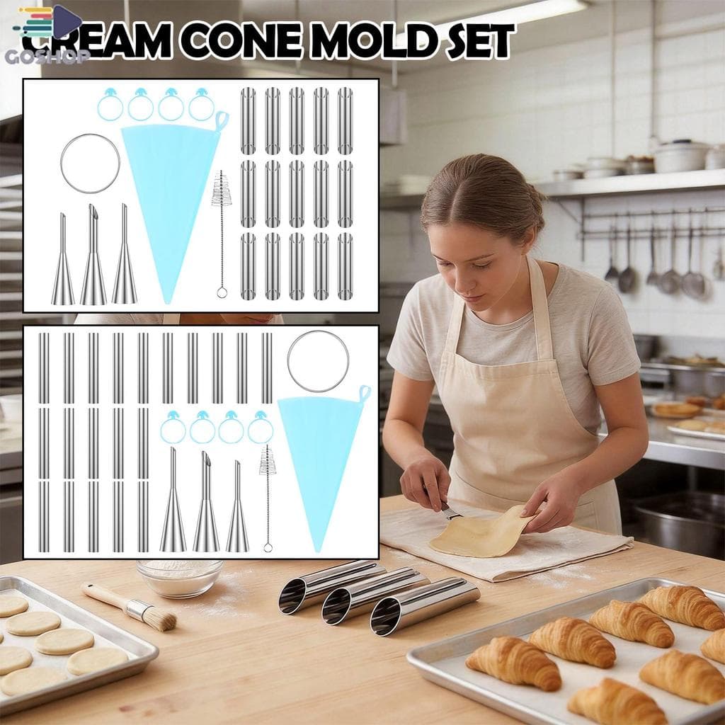 Conjunto De Molde De Chifre De Creme Completo Kit Concha De Cannoli Com Cortador De Biscoitos Redondo Ponta De Tubulação