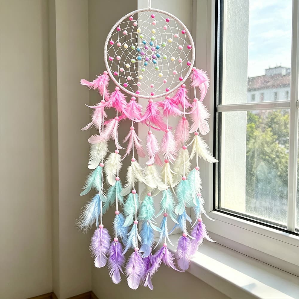 Menina coração pérola sonho apanhador ornamentos sinos de vento artesanal diy decoração para casa menina fada decoração