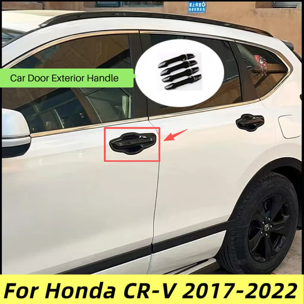 Preto Brilhante Cromo Maçaneta Da Porta Do Carro Cobre Decoração Guarnição Estilo Acessórios Para Honda CR-V 2017-2022