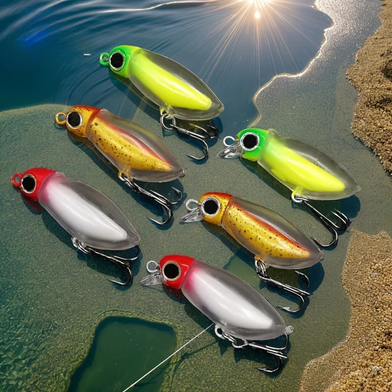 2 peças de mini iscas de pesca artificiais, iscas de inseto, minnow, wobblers, iscas de pesca tipo pencil, equipamento d