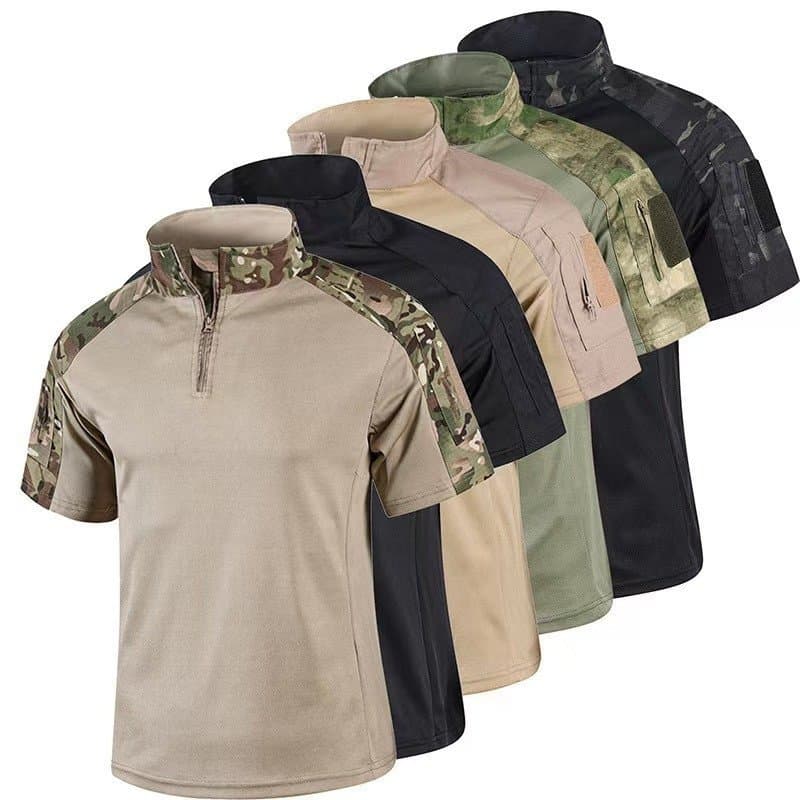 Camiseta tática de manga curta estilo "frog suit" versão europeia, fina e de secagem rápida, para fãs militares no verão