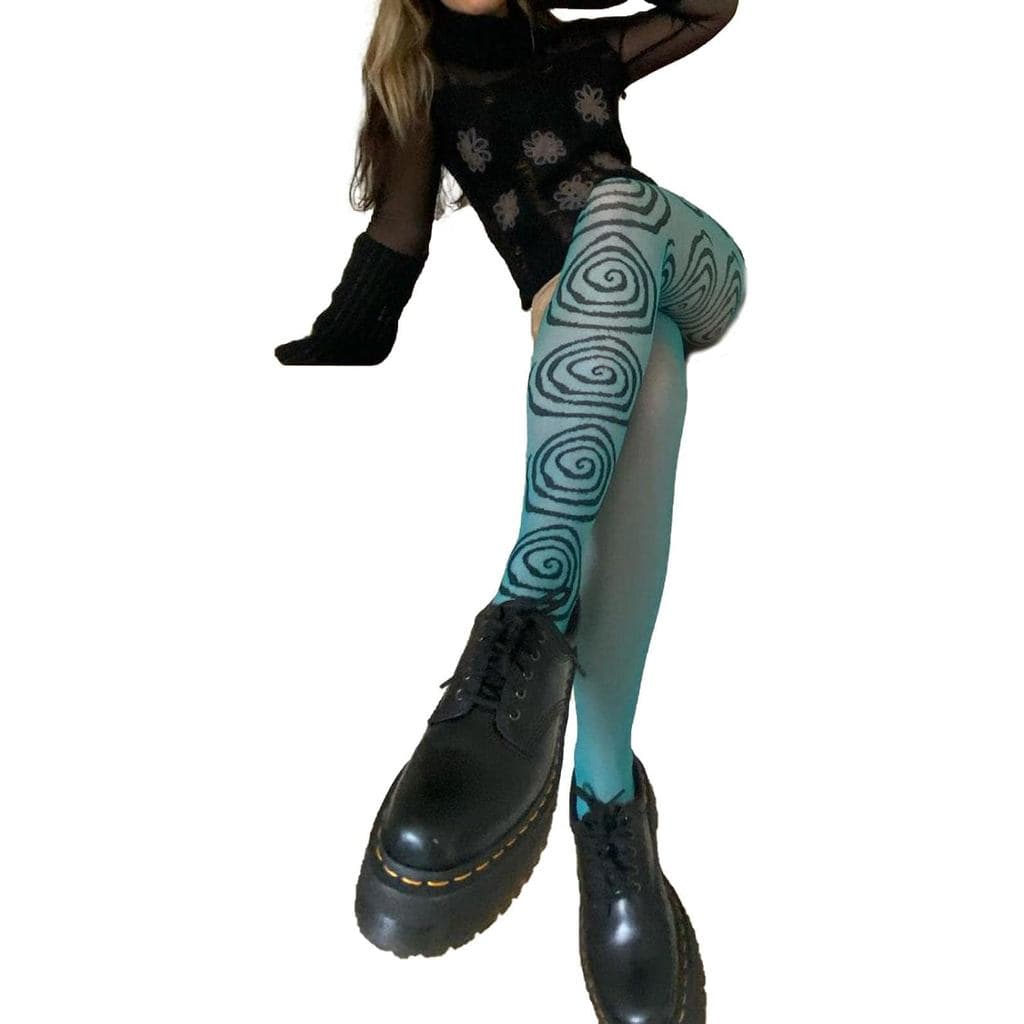 Meias-calças Funky Whimsy Twee para Mulheres, Meias-calças Coloridas e Padrãoadas Estilo Emo, Meias Y2k, Acessórios Góti