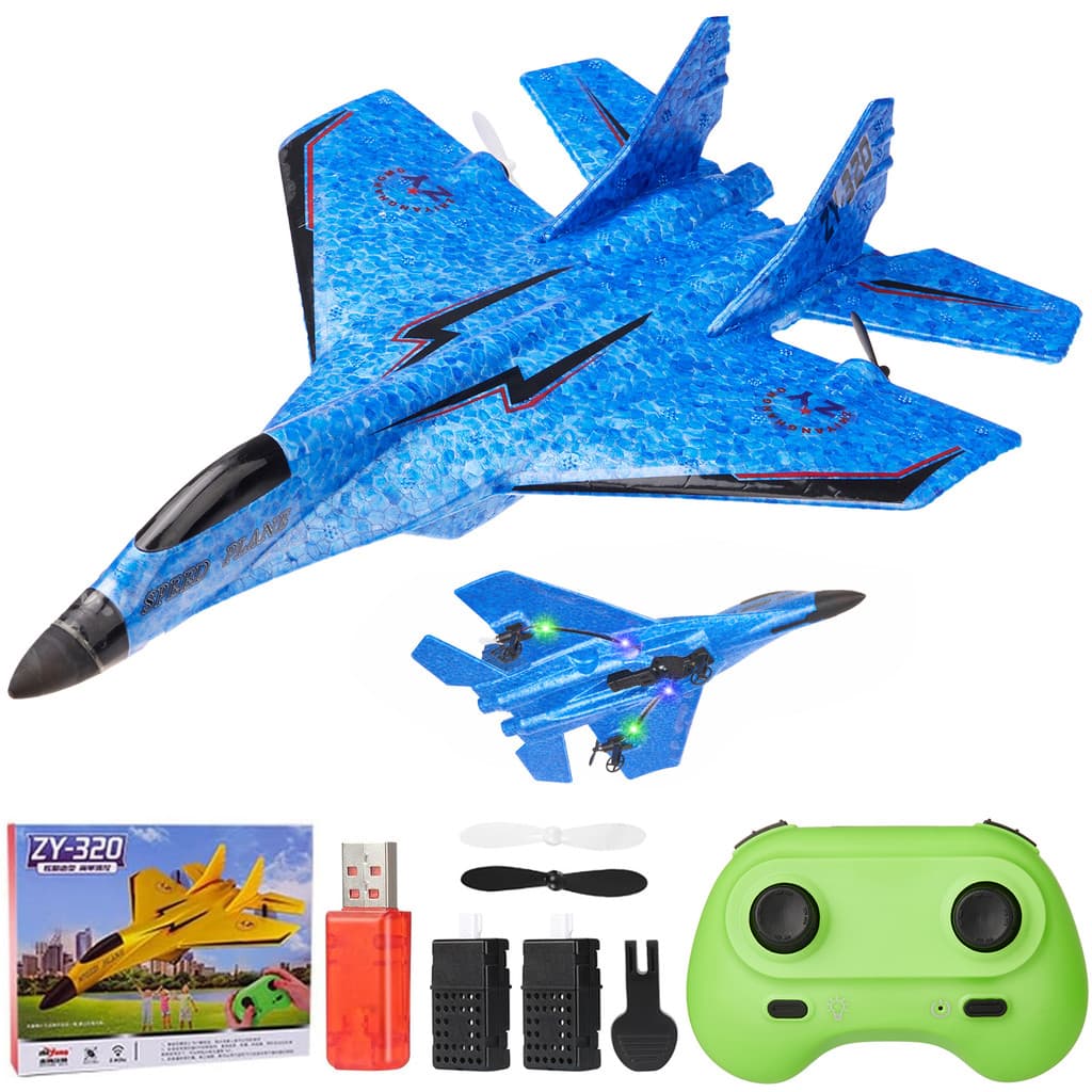 JogoJunto Avião de Controle Remoto 2.4GHz EPP com Giroscópio LED 2 Baterias Recarregáveis USB