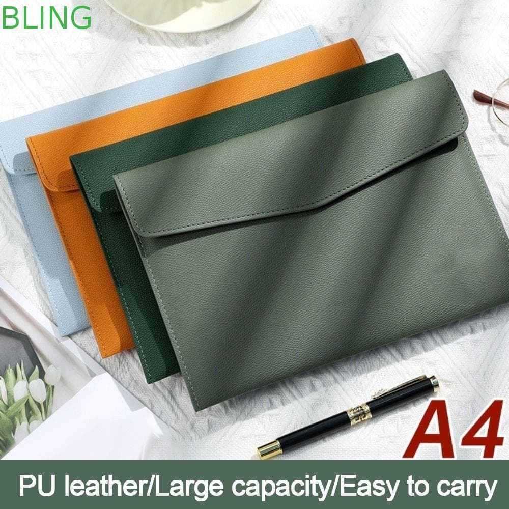 Bolsa De Documentos De Couro BLING , Pasta De Arquivo A4 De Grande Capacidade , Organizadora De Arquivos