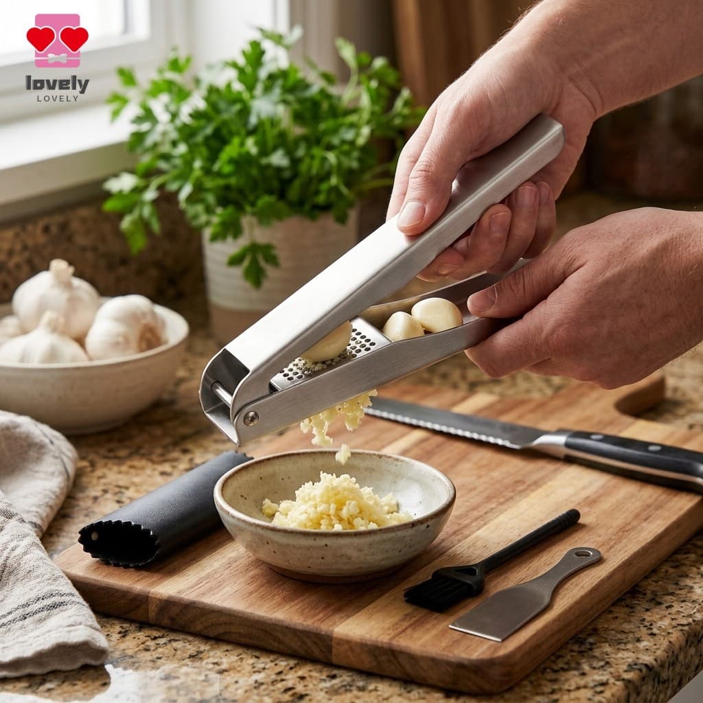 Prensa De Alho Em Aço Inoxidável 304 , Triturador Manual Resistente , Ferramenta De Cozinha