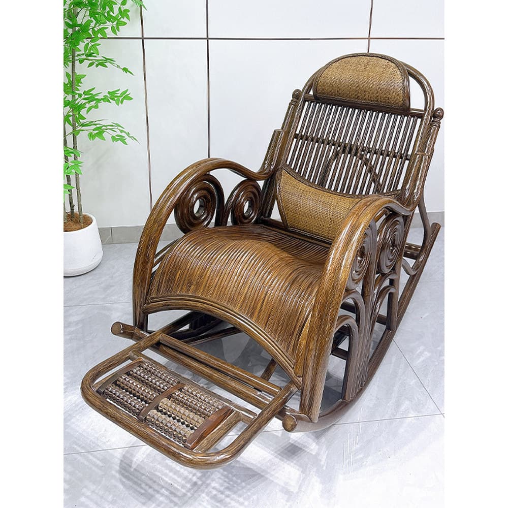 Indonésia Real Rattan Cadeira de balanço Cadeira de lazer Casa Pátio Varanda Cadeira de cochilo para idosos Cadeira Tais