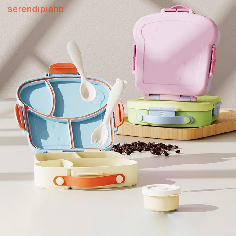 [serendipiahb] Lancheira De Plástico Fofa Com Compartimentos Recipiente De Comida Para Almoço De Desenho Animado Tampas