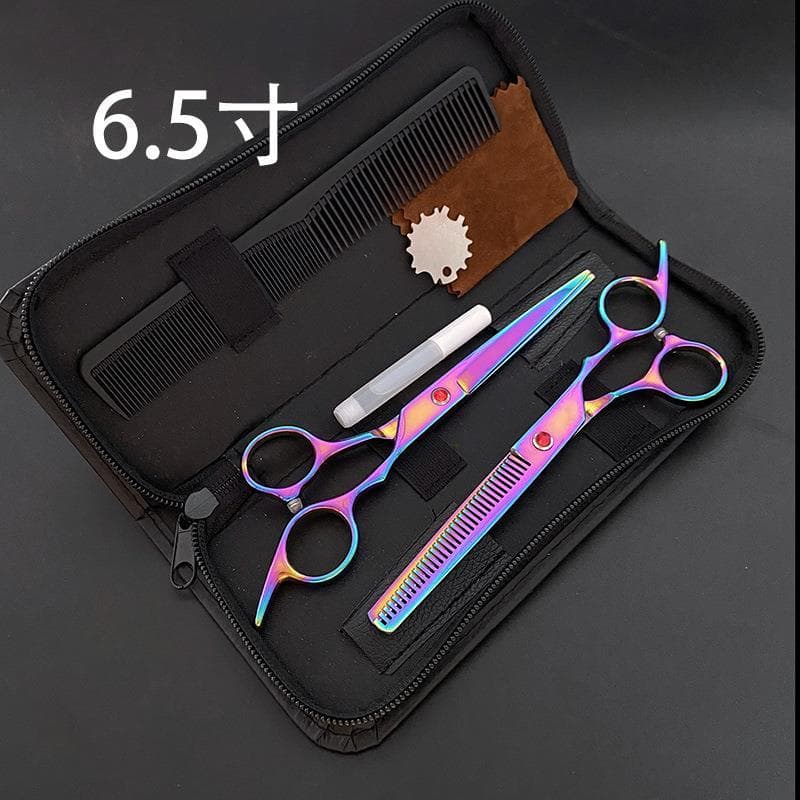 Cor de aço inoxidável tesoura de corte de cabelo 22/20cm tesoura de cabeleireiro corte plano tesoura de desbaste cor 7