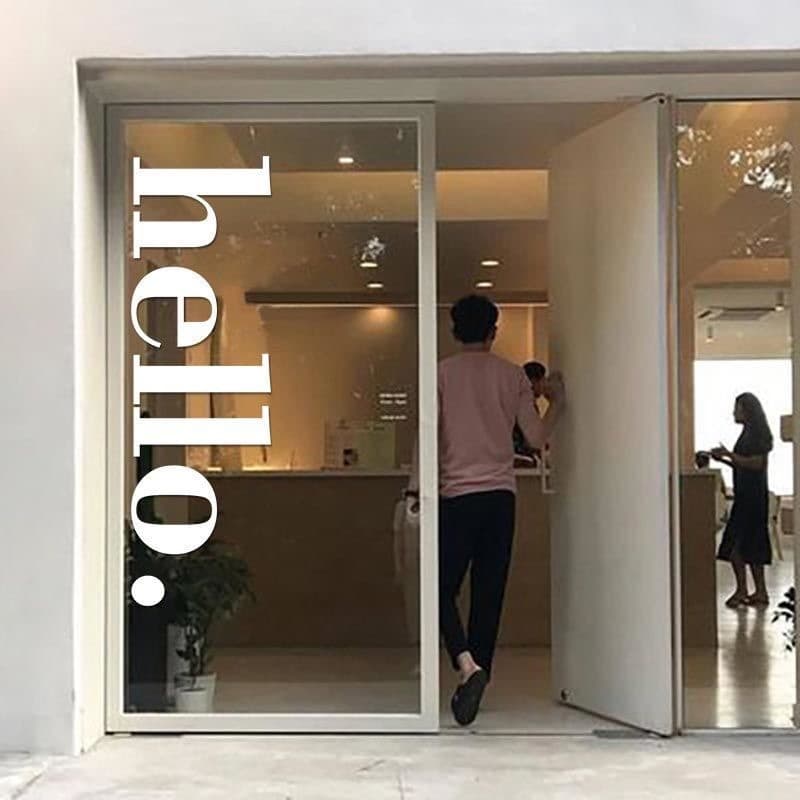 Texto criativo adesivos de parede porta deslizante adesivos de vidro simples olá à prova dwaterproof água sala estar ade