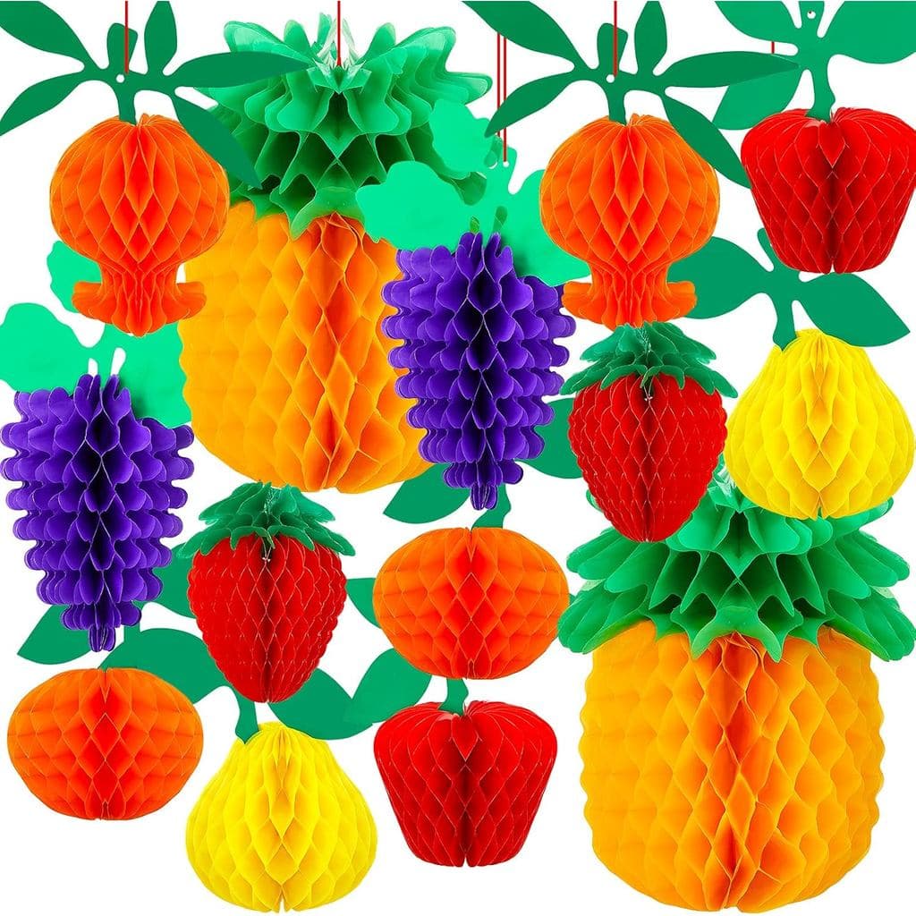 14 Peças de Decorações para Festa de Frutas, Decorações de Papel em Forma de Frutas, Decorações de Papel em Forma de Aba