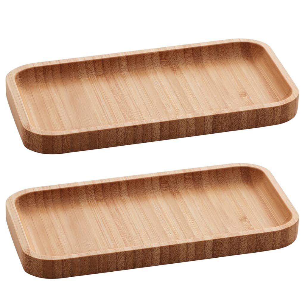 Kit 2 Petisqueira Bambu Lyor Bandeja Retangular Bambu 20 cm Petisqueira Travessa Tábua de Petiscos