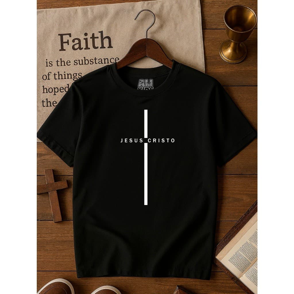 Camisa Jesus Cristo Cruz 100% Algodão Gospel Juvenil e Infantil Menino Menina 2 ao 16 anos