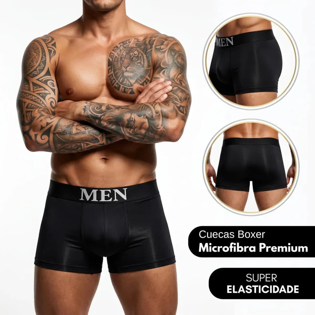 Kit 5 Cuecas Boxer com Toque Macio cueca masculina Sem Marcar cueca de microfibra para adulto