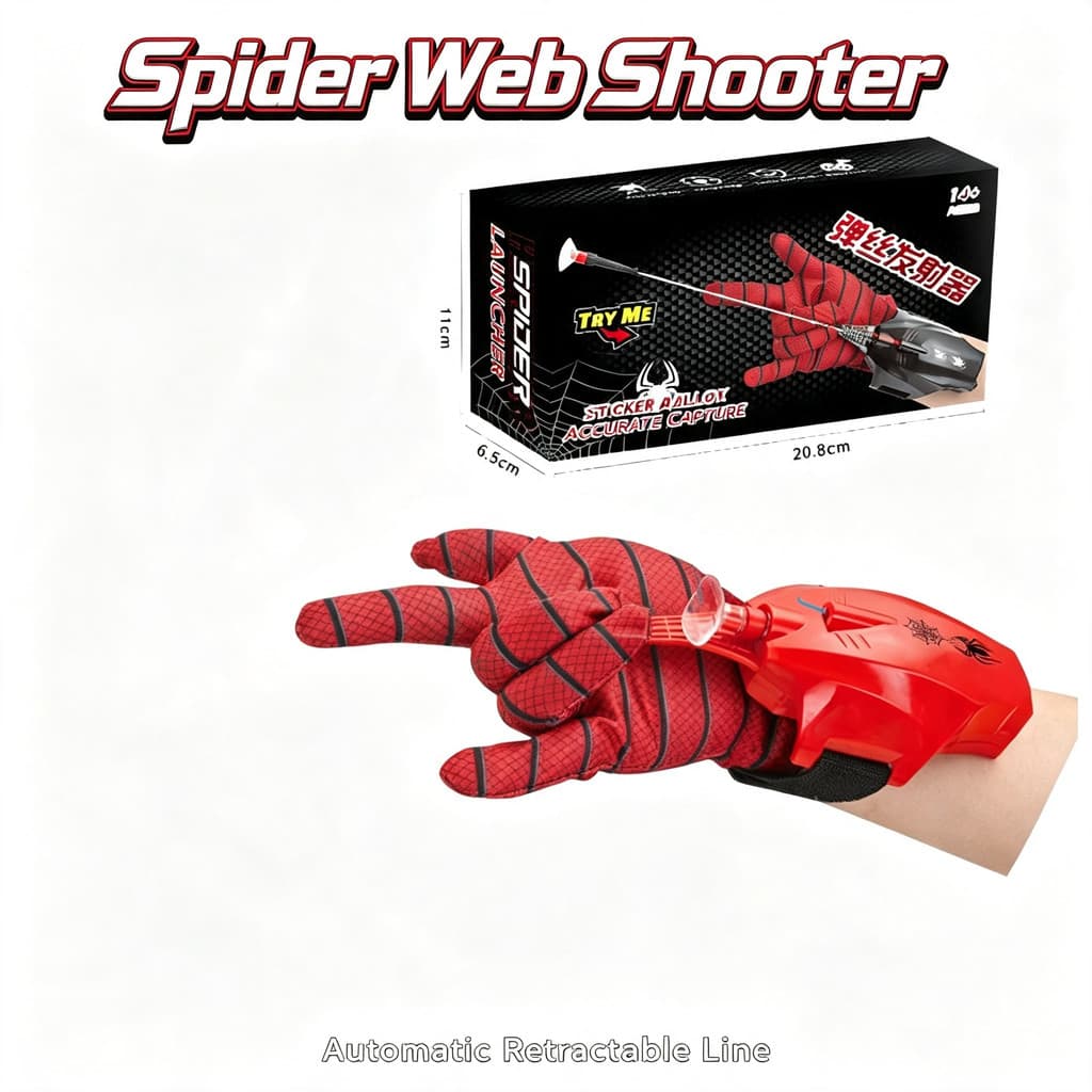 Teia De Aranha Atirador Brinquedo Automático Retrátil Corda Lançador Com Luva Crianças Cosplay Prop Presente Para Menino