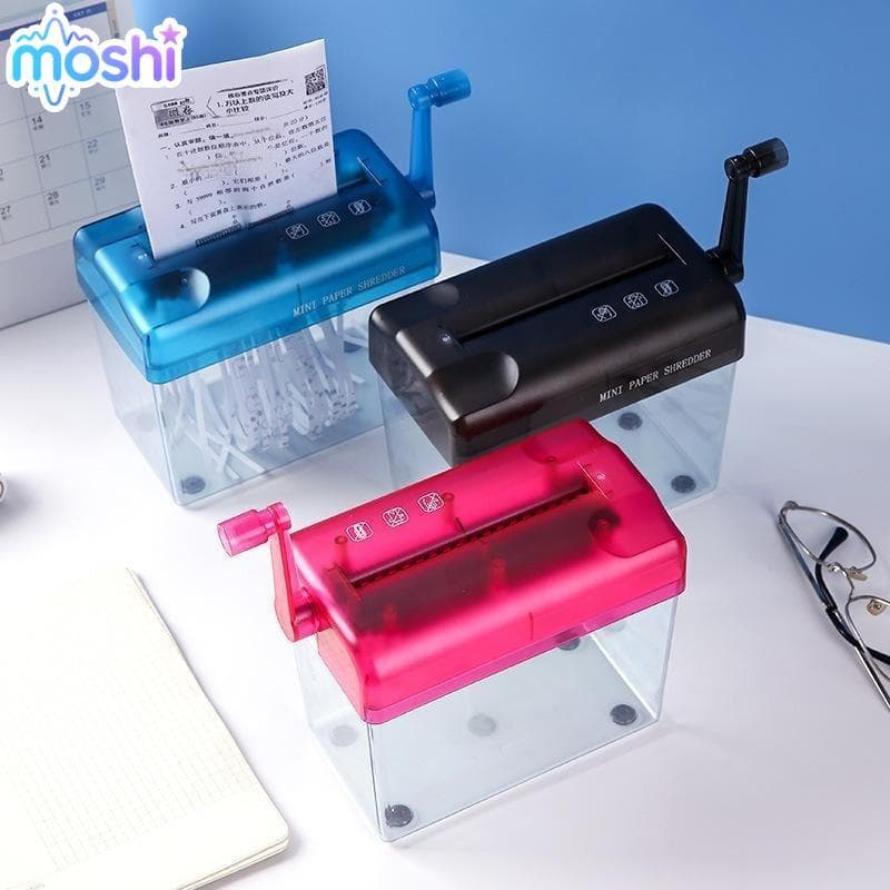 MOSHI Portátil Mini Triturador De Papel Manual Manivela Lixeira Transparente Sem Consumíveis Necessários Para Uso Em Via