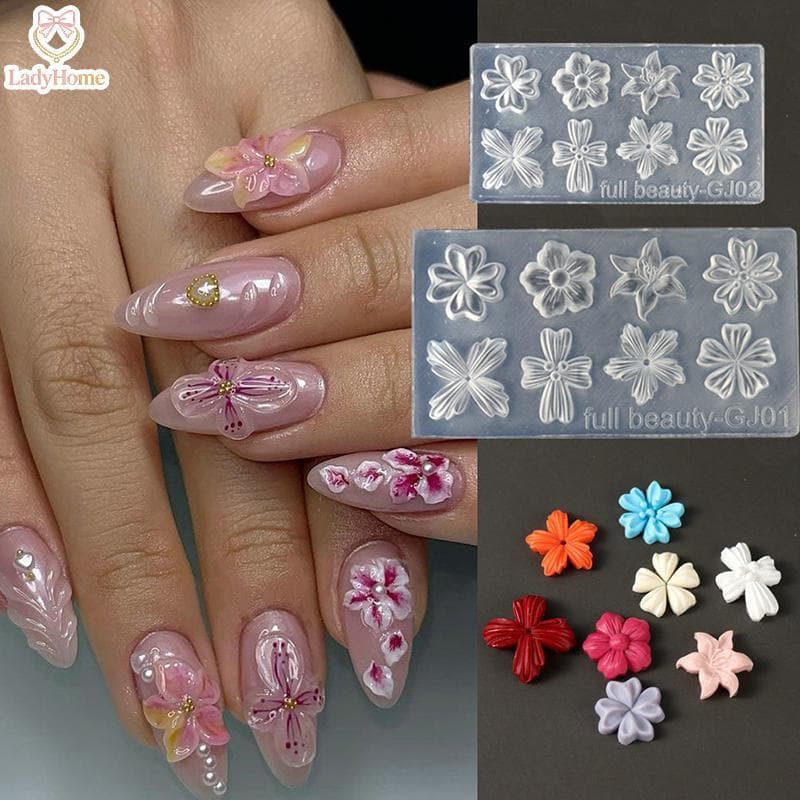 LADYH Primavera Pétalas De Flores Silicone Molde Do Prego Tridimensional Floral DIY Design Manicure Modelo Escultura Fer