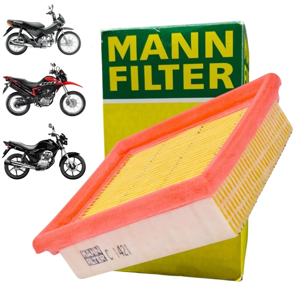 FILTRO DE AR CG TITAN 150 2009 FAN 125 2009 BROS 125 150 160 POP 100 110 MANN ORIGINAL C1421 MELHOR PREÇO ENCAIXA PADRÃO