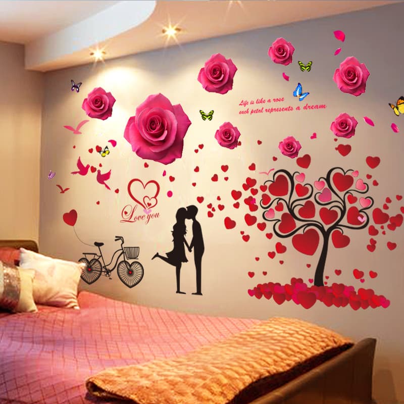 3D tridimensional quarto adesivos de parede fundo Layout de parede cabeceira decoração de parede adesivos de pape