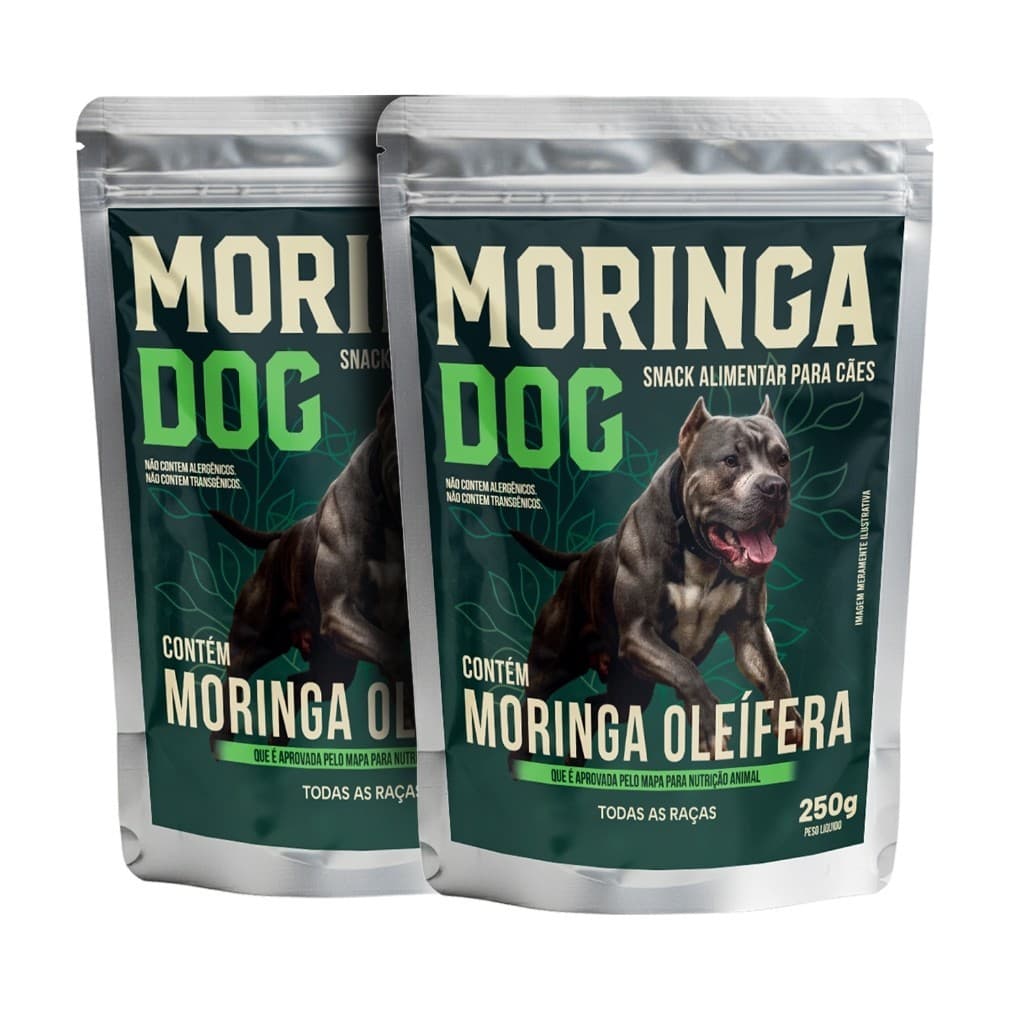 2 Snacks Alimentar Moringa Dog 250g Para Cães de Todas as Raças