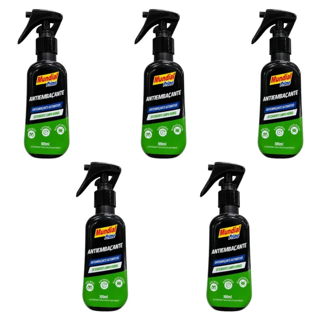 Kit 5 Spray Antiembaçante Automotivo Vidros Parabrisa Carro Moto Espelho Uso Geral 100ml