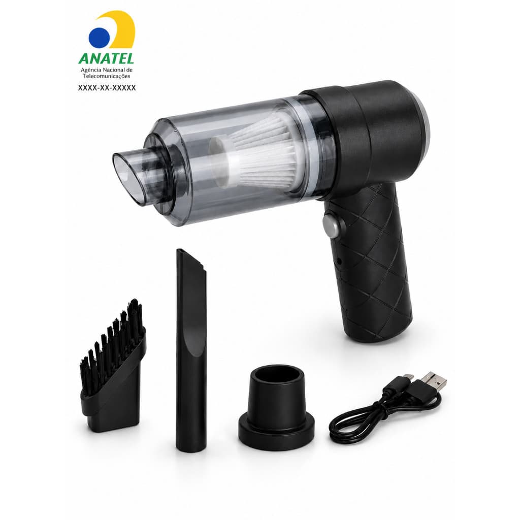 Aspirador Portátil Sem Fio Recarregável 50W com Bicos Extras para Carro Casa e Escritório Lançamento