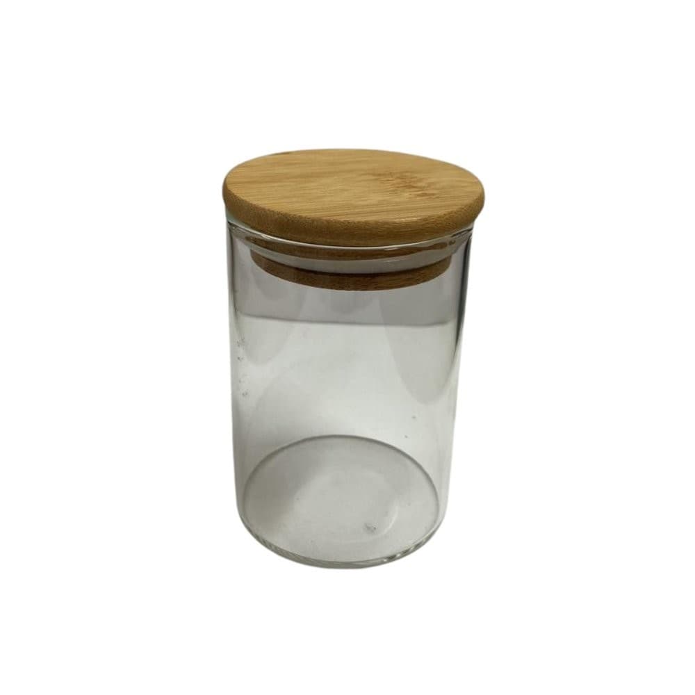 Pote Hermetico Vidro Borossilicato Liso c/ Tampa Bambu 200mL
