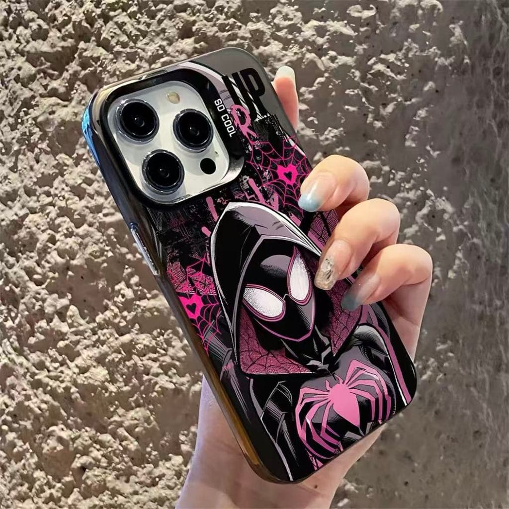 Capinha para iPhone 17/16/15 Pro Max Capa de celular anti-queda com estampa do Homem-Aranha da série Couple
