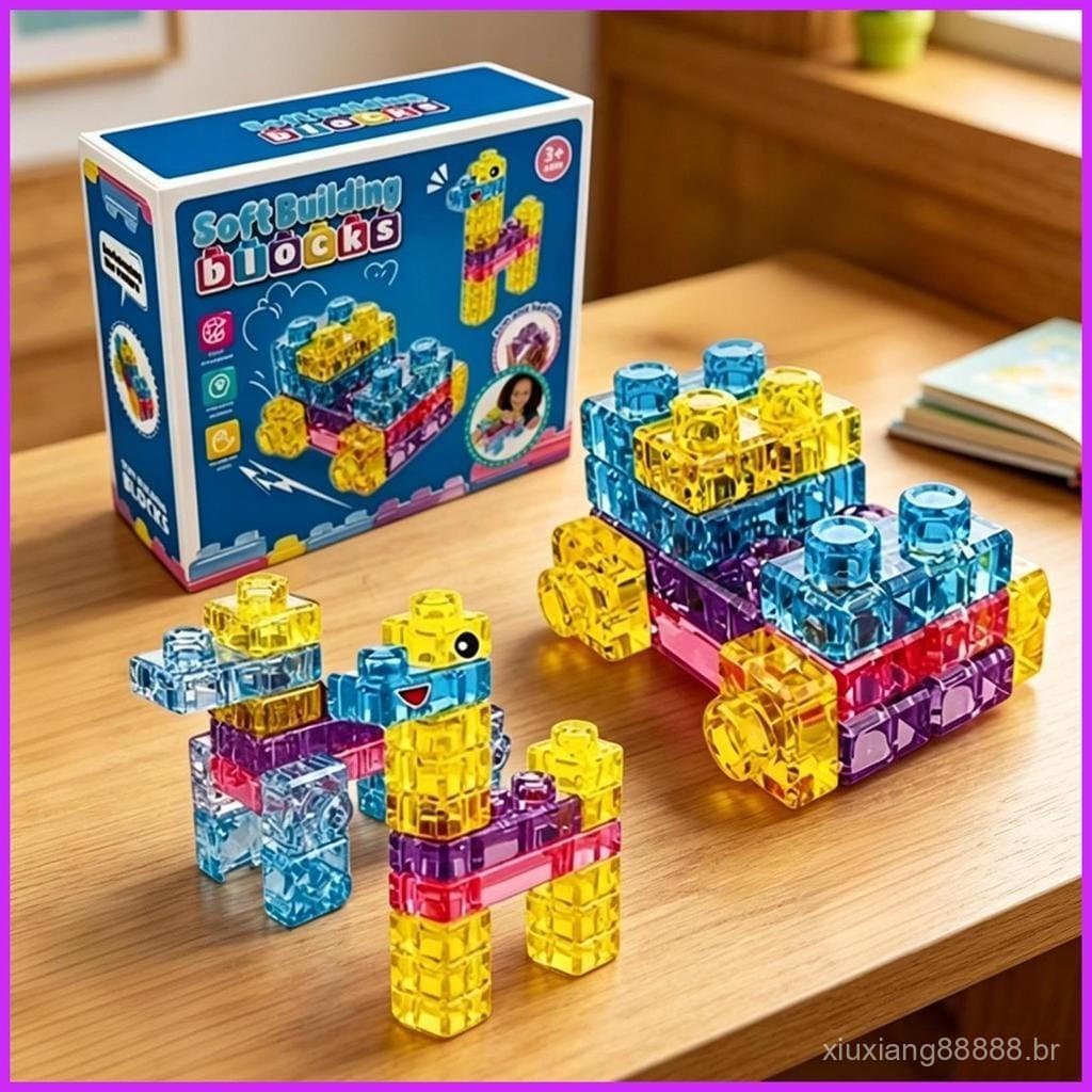 Blocos de Construção Macios, Brinquedo de Quebra-Cabeça Sensorial, Atividade de Aprendizagem Pré-Escolar Adequada para M