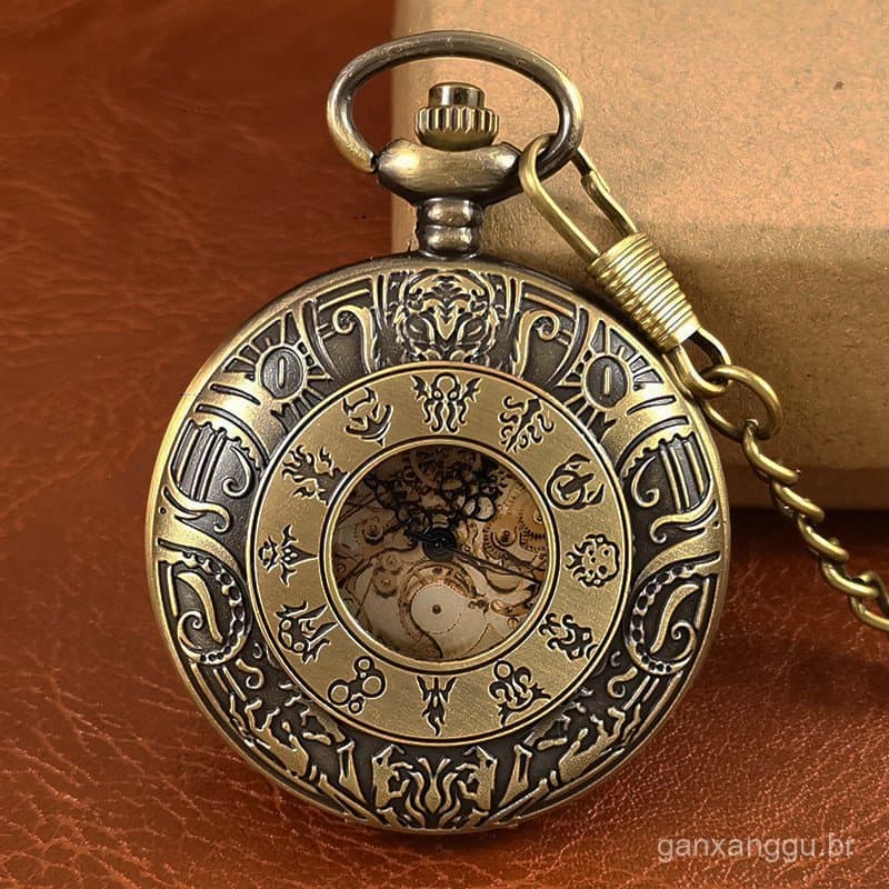 Relógio de Bolso Popular com Olho de Cthulhu para Homens, Relógio Mecânico Retro Mítico, Relógio Eletrônico Totalmente A
