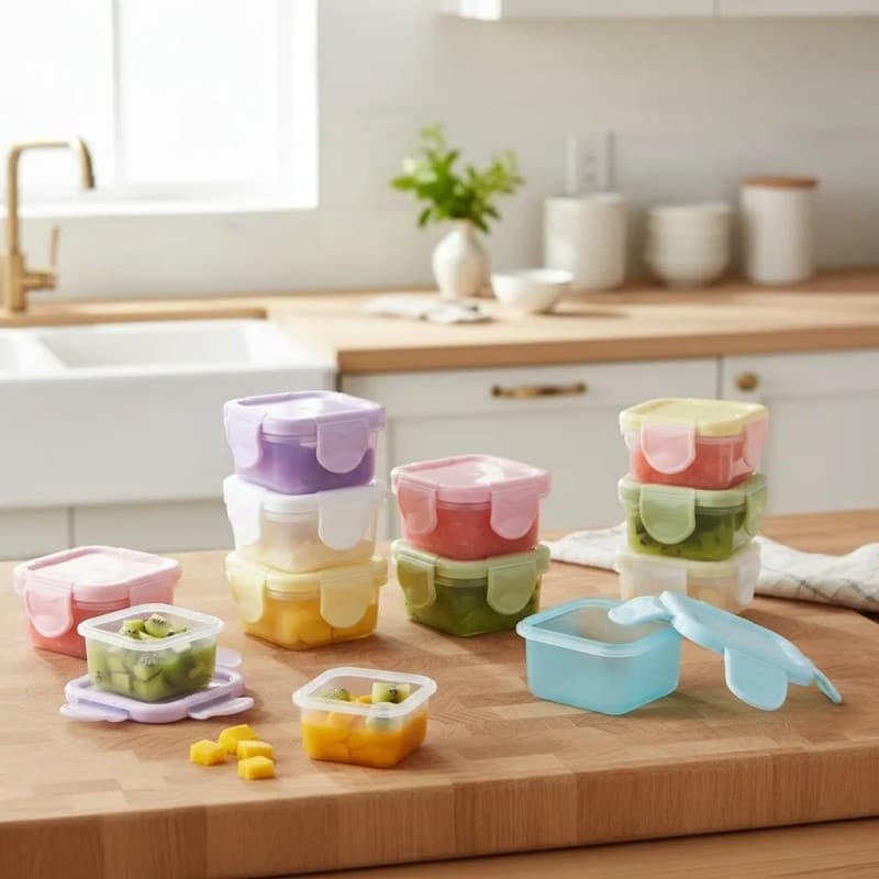 Kit 4 Mini Potes Herméticos Com Trava Para Papinha E Lanche