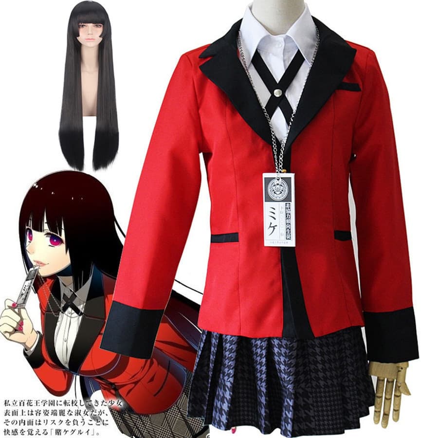 Fantasia de Cosplay do Anime "Betting Frenzy" - Tamaki Wakamo, Uniforme Escolar Japonês, Jaqueta, Peruca, Roupa de Festa