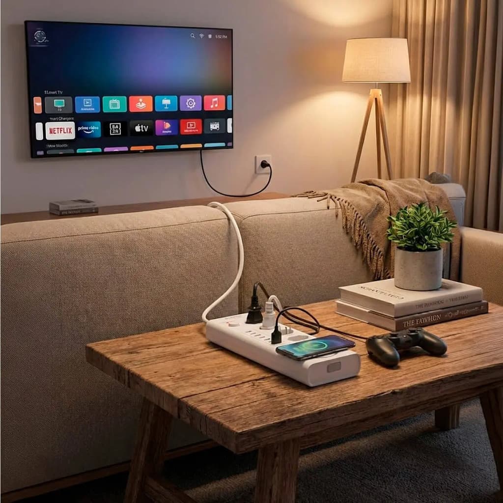 Filtro de Linha Inteligente 5 Tomadas 3 USB 3 USB-C para Casa e Escritório--8710