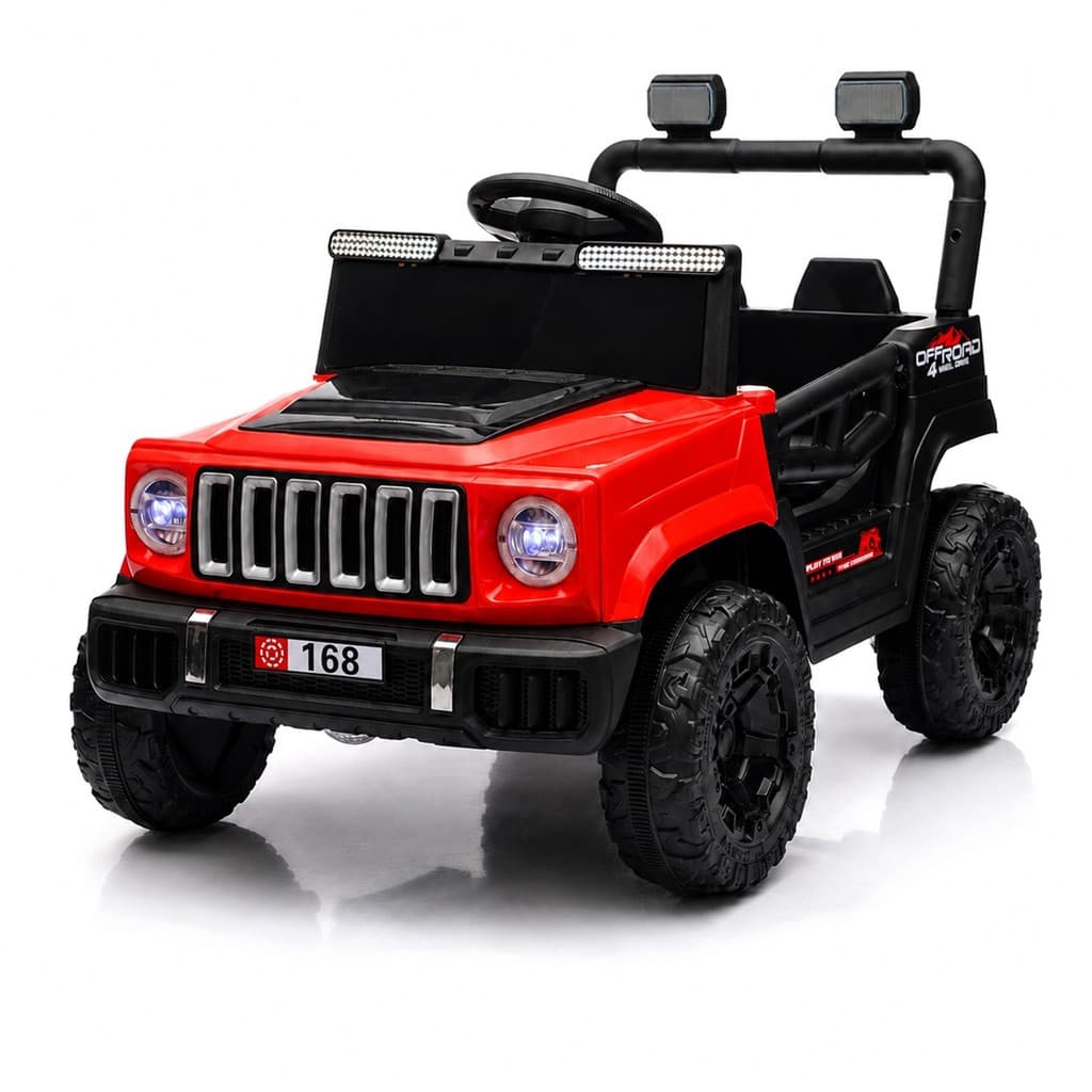 Carro Jipe Force Kids Elétrico Infantil 12V Vermelho Portas Com Abertura Cinto Frente Ré Controle Remoto