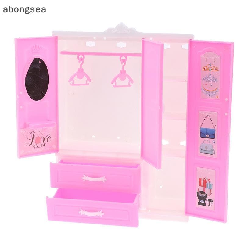1/12 1/6 Casa De Bonecas Em Miniatura Guarda-Roupa De Plástico Rosa Para Acessórios De