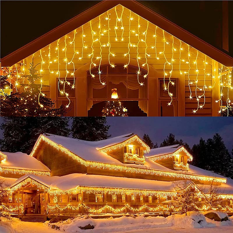 Cascata 400 Leds 10m Natal 8 Funções Branco Quente 110/220v