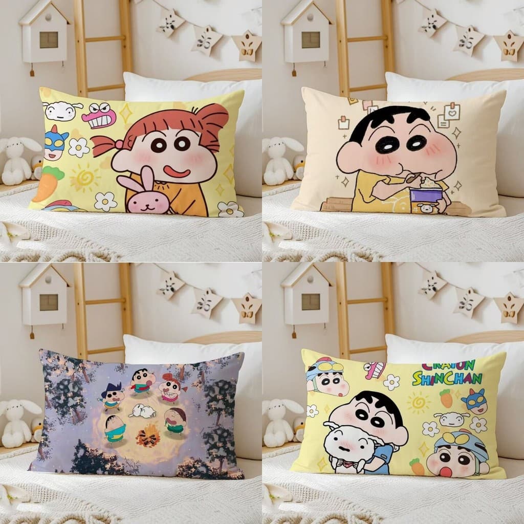 Crayon Shin-Chan travesseiro retangular fronha bonito menina coração travesseiro quarto almofada de cabeceira Super maci