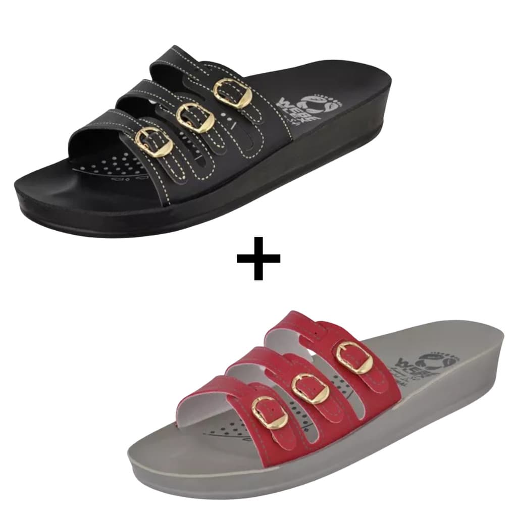 Kit 2 Pares Sandália Feminina Ortopédica Birken Calce Fácil Macia Leve Chinelo Ortopédico Feminino