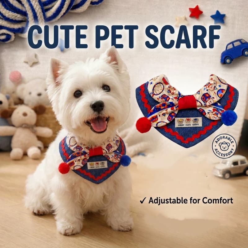 Lenço Fofo Para Animais De Estimação Com Gravata Borboleta E Pompom – Adorável Babador Ajustável Coleira De Palhaço Cães