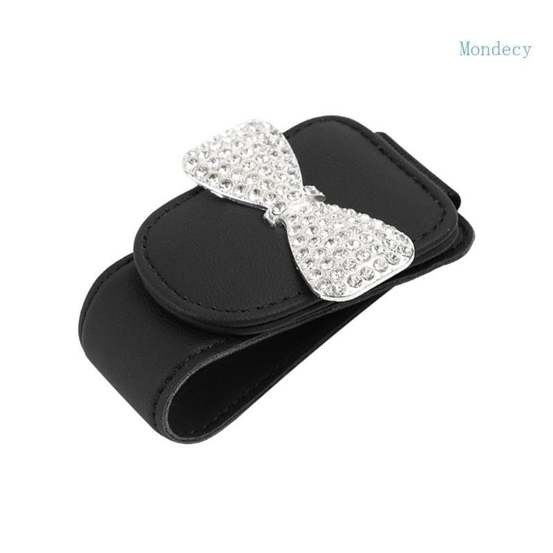 Mon Elegante Strass Óculos Sol Clipe Prático Para Viseiras Carro Design Couro Do Plutônio Contém Cart