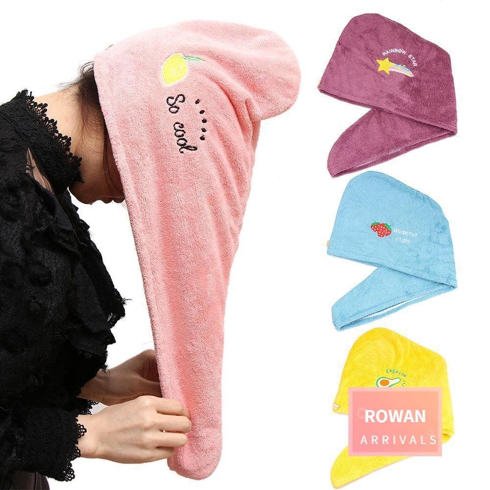 Toucas De Secagem De Cabelo De Microfibra ROWANBABY , Com Envoltório De Toalha Veludo Coral Botão , Touca De Banho Extra