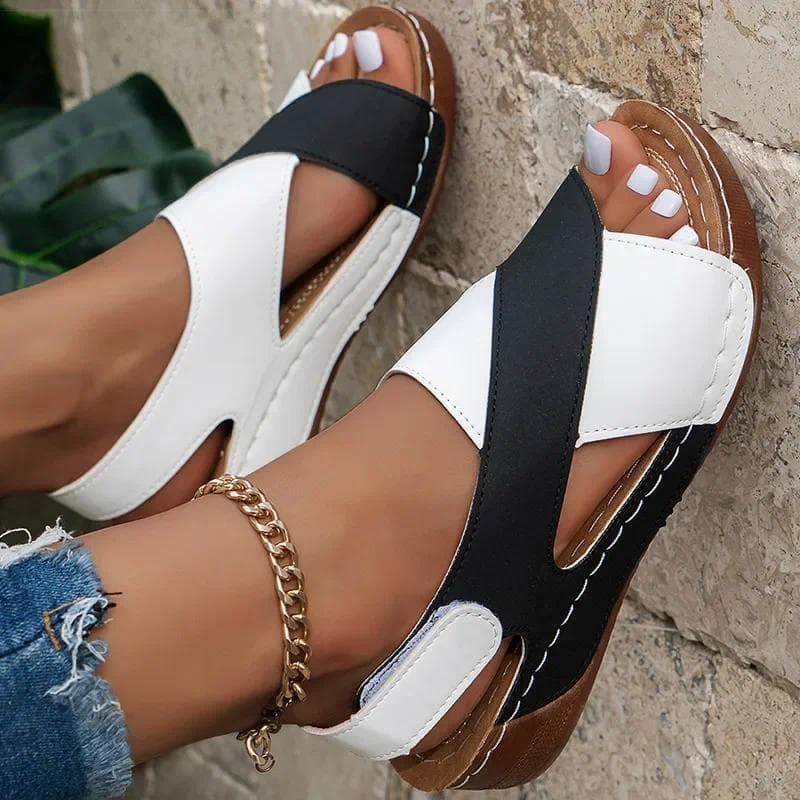 Sandálias Femininas De Salto Macio Peep Toe Sapatos De Verão Cunhas Leves Mulher Calçados