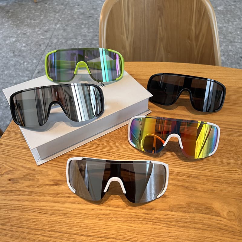 Novo grande quadro óculos de ciclismo esportes ao ar livre à prova vento óculos mais magro olhar óculos de sol lente res