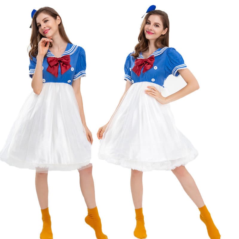 Halloween bonito pato Donald vestido pato Anime desempenho traje Cosplay marinha marinheiro estudante traje