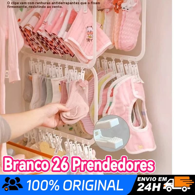 26pcs Cabide De Clipe De 2 Camadas Para Roupas De Bebê-Organização De Guarda-Roupa Compacta E Conveniente