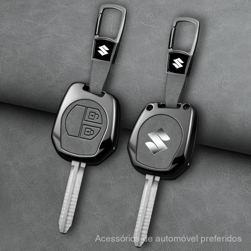 Capa Protetora de Chave de Carro em Liga de Zinco e Couro para Suzuki Celerio Swift Grand Vitara SX4, Chaveiro Fob Tit D